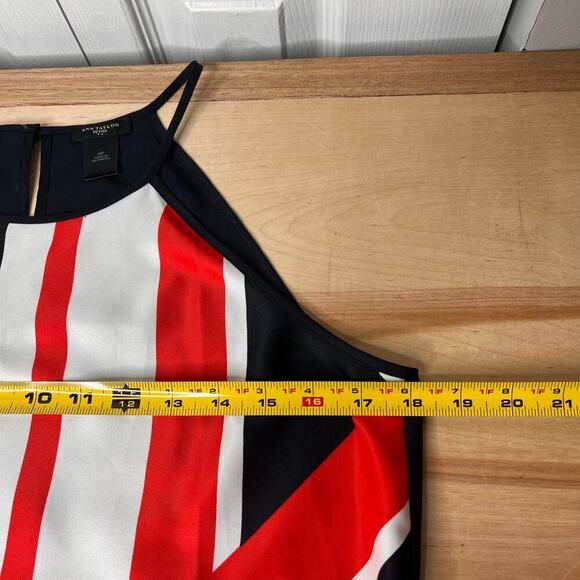 Ann Taylor British Flag Halter Blouse Medium Petite Sleeveless Reg Blue White - Picture 5 of 7